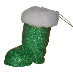 Julemandens støvle, 7 cm grønt glitter