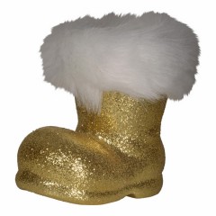 Julemandens støvle, 13 cm guld glitter