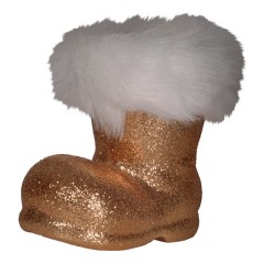 Julemandens støvle, 13 cm, kobber glitter