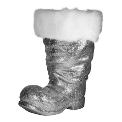 Julemandens støvle, 40 cm, sølv glitter
