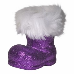 Julemandens støvle, 13 cm, lilla glitter