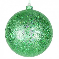 14 cm julekugle, laserglitter, grøn