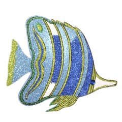 49 cm tropisk fisk Lyseblå m/ blå, lime og sølv