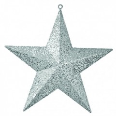 40 cm stjerne, glitter, sølv