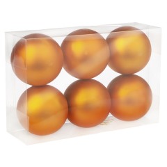 8 cm julekugle, 6 stk i boks, mat orange