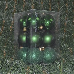 6 cm julekugle, grøn, 12 stk i boks