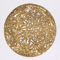 20 cm julekugle, udskåret net af snefnug, guld med guld glitter