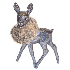 Bambi, 22x15 cm, grå glitter med natur pelskrave