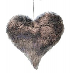 Hjerte, sølvfarvede rør, 39x41 cm