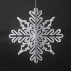 36 cm snefnug, 3D, 2 dele, laserglitter sølv