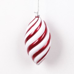 10 cm top, perlemor rød med hvid glitter dekoration