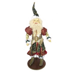 Julemand 60 cm på fod, rød, mørk grøn, guld