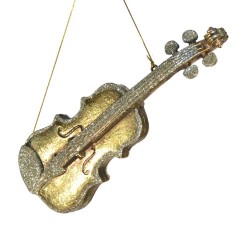 Violin antik guld m/champagne glitter, 25 cm