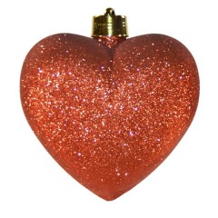 Hjerte, glitter rød, 23 cm