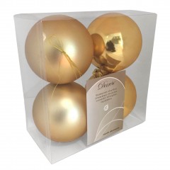 10 cm julekugler, guld, mat og blank, 4 stk i boks