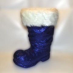 Julemandens støvle, 40 cm, mørkeblå glitter