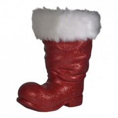 Julemandens støvle, 19 cm rød glitter